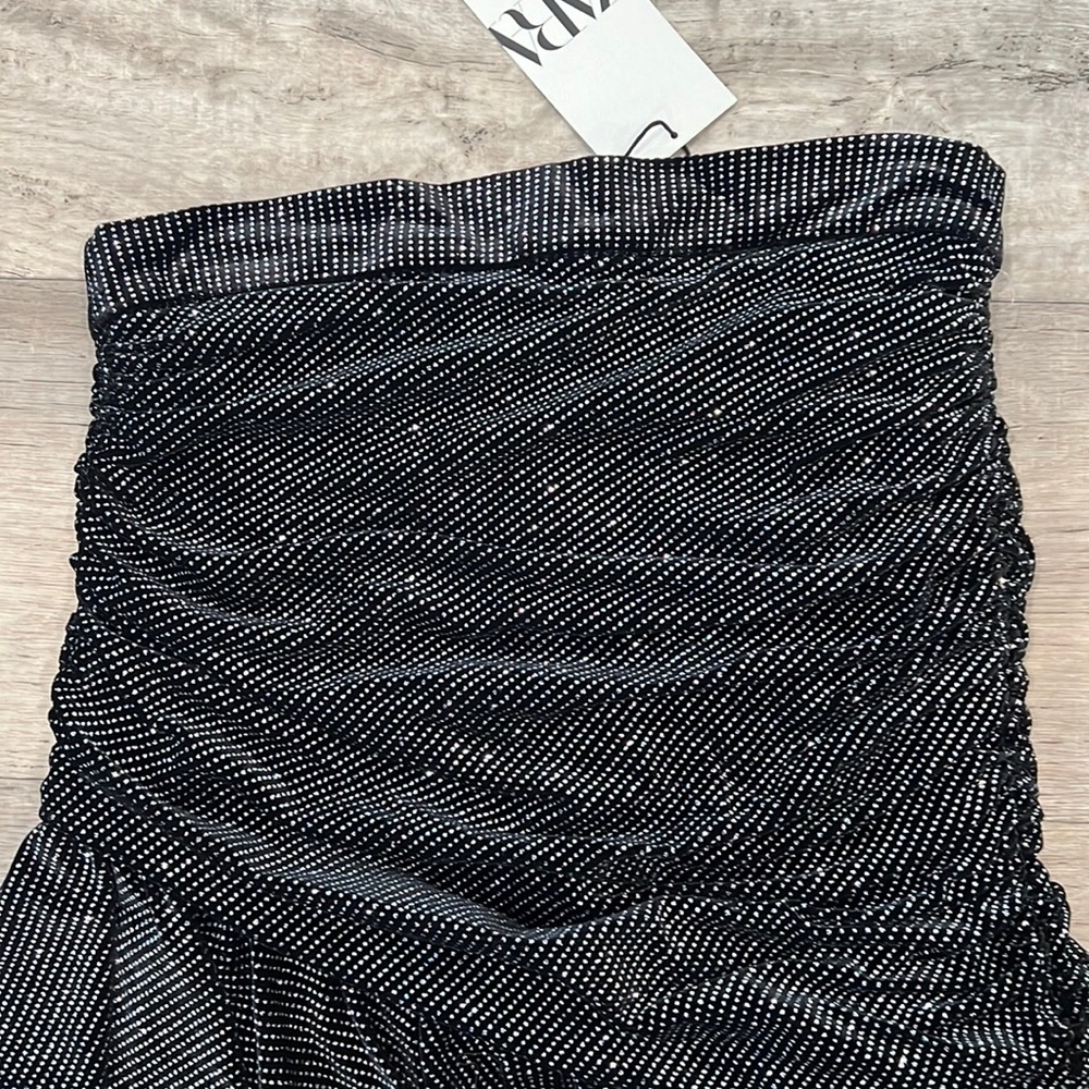 SOLD! ZARA Asymmetrical Mini Skirt with Ruching* - Picture 3 of 16